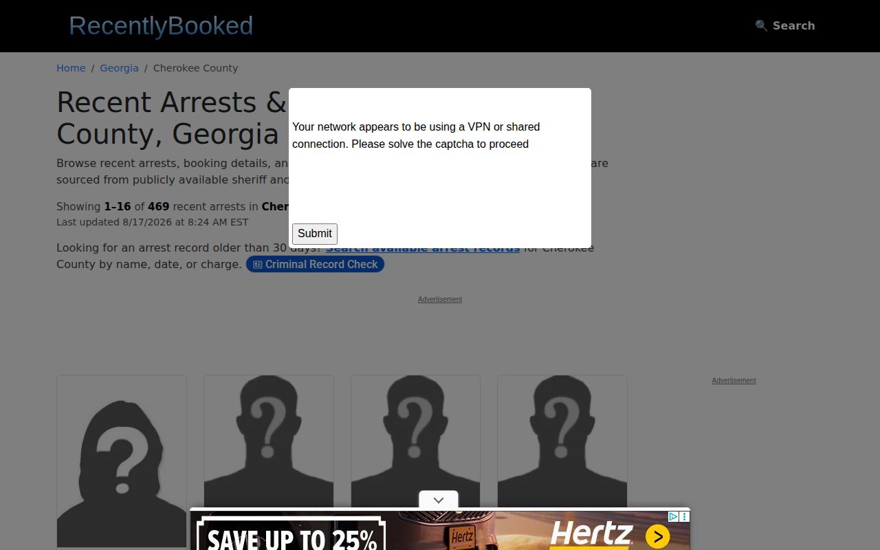 Unofficial Cherokee County recent booking coverage