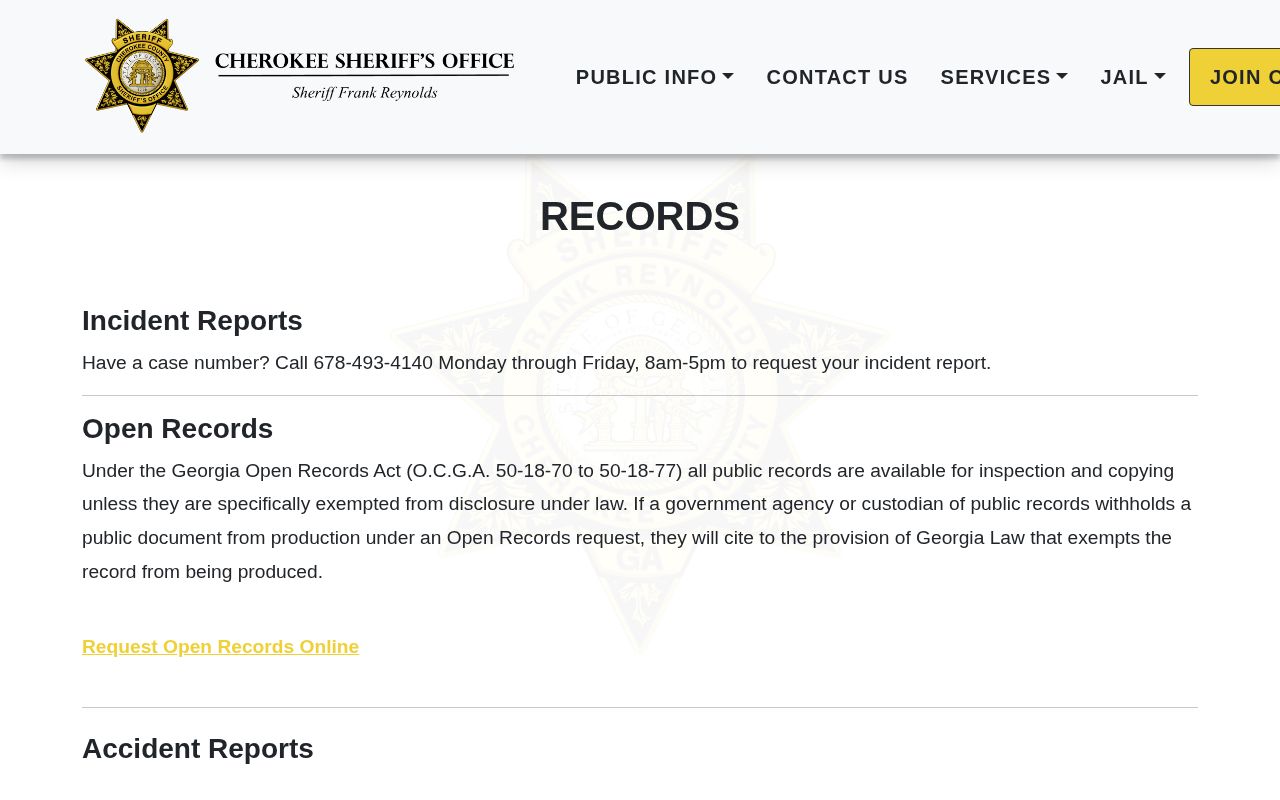 Cherokee County sheriff records request information for booking records