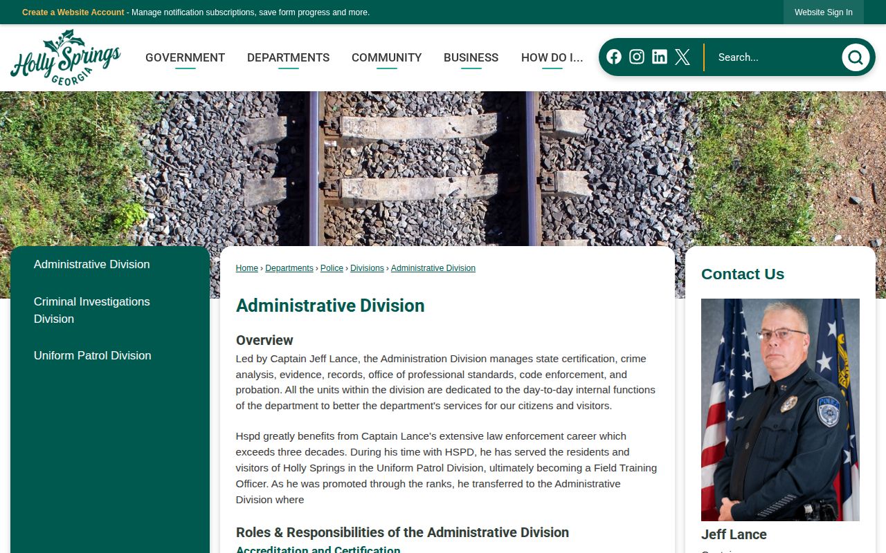 Holly Springs Police administrative records division