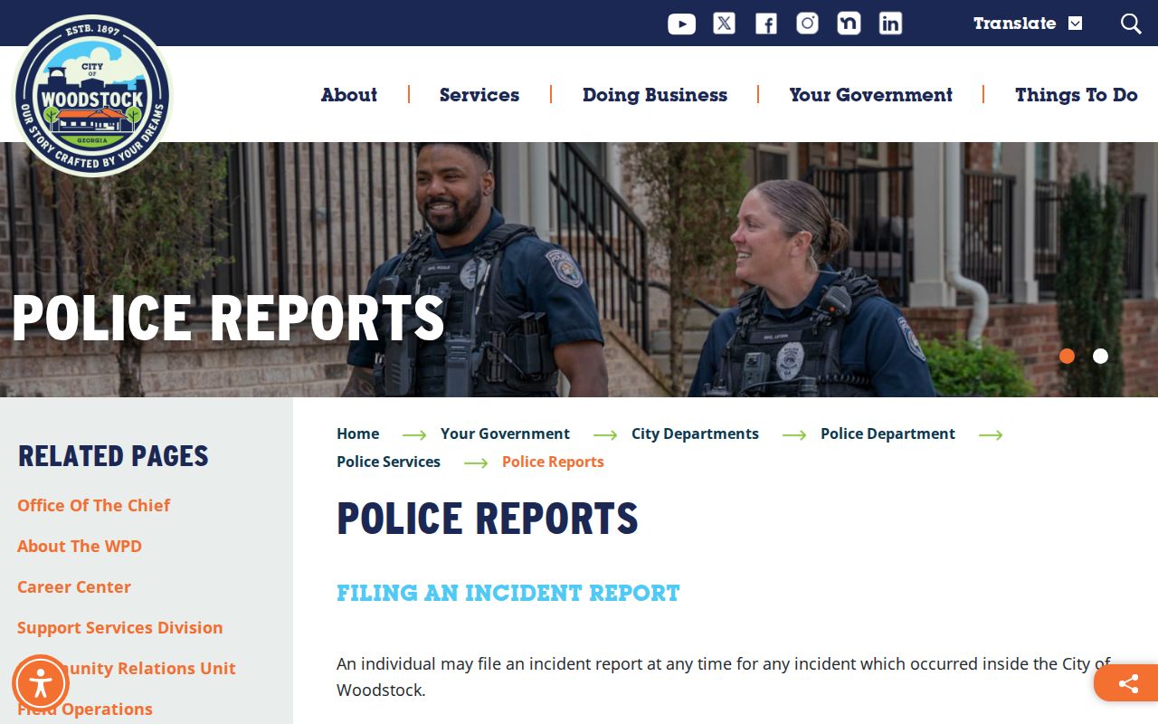 Woodstock Police reports route for city arrest records